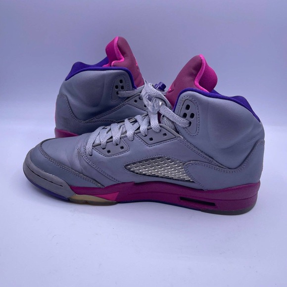 Nike Jordan Retro 5 Cement Grey Pink Shoes Athletic Womens Size 8.5 Kids Youth 7 - Picture 6 of 9